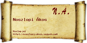 Noszlopi Ákos névjegykártya